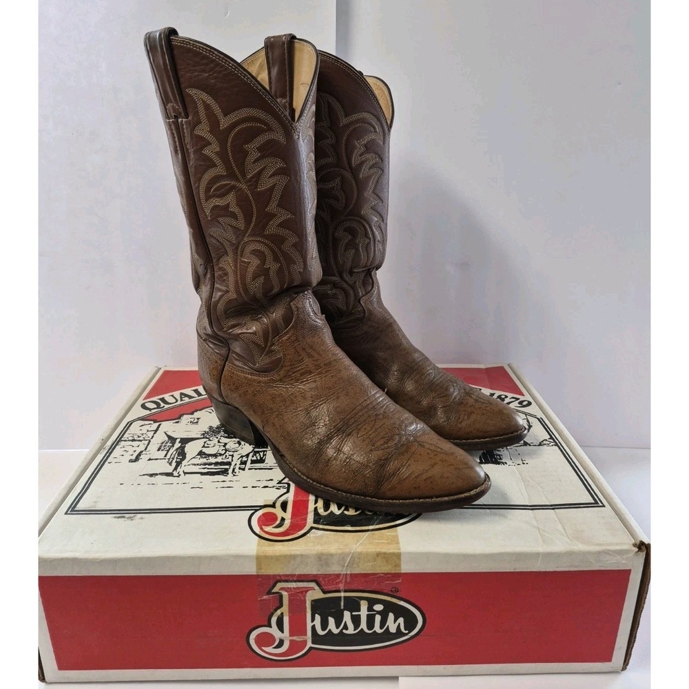 Vintage Justin Tan Bullhide Western Cowboy Boots Men's Size 9 D Made In USA 9052
